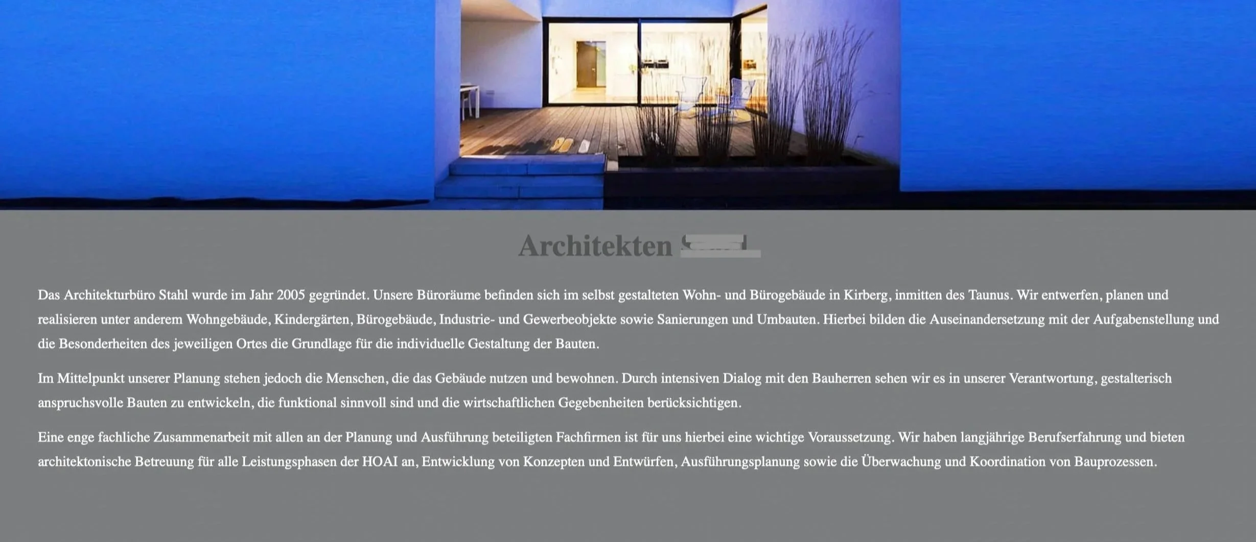 Screenshot Website Architekt