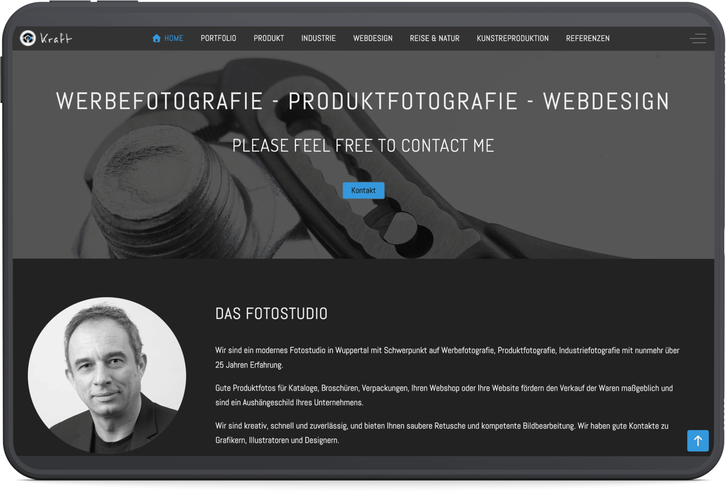 Screenshot schwarz mit rundem Foto Mann