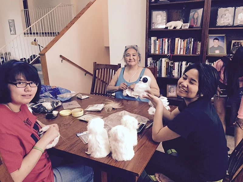 Skin sewing at Fairbanks Teen Camp