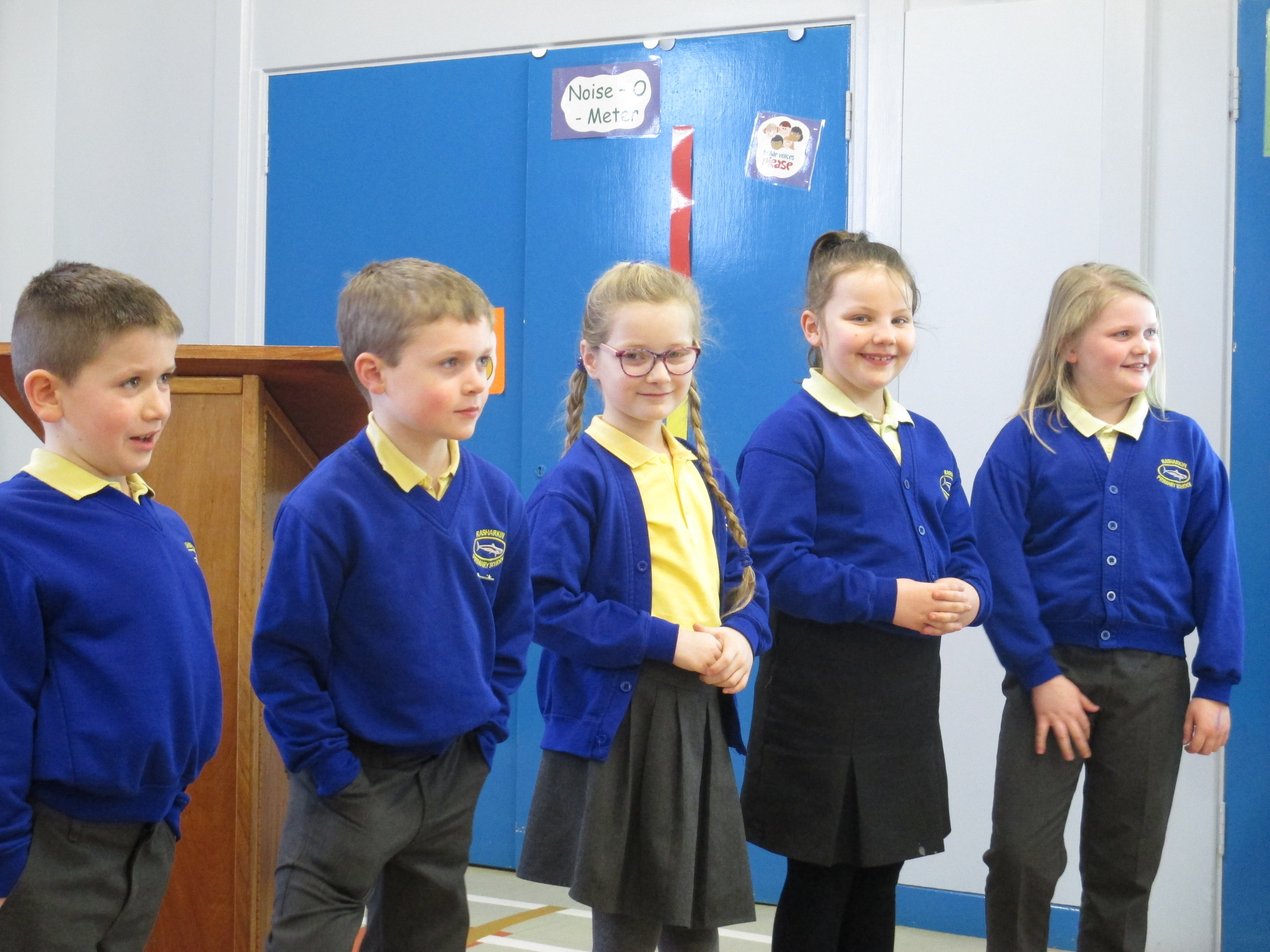  Thomas,Sam, Flora, Kirsty and Demi helped to demonstrate the issues that the We charity are trying to focus on. 