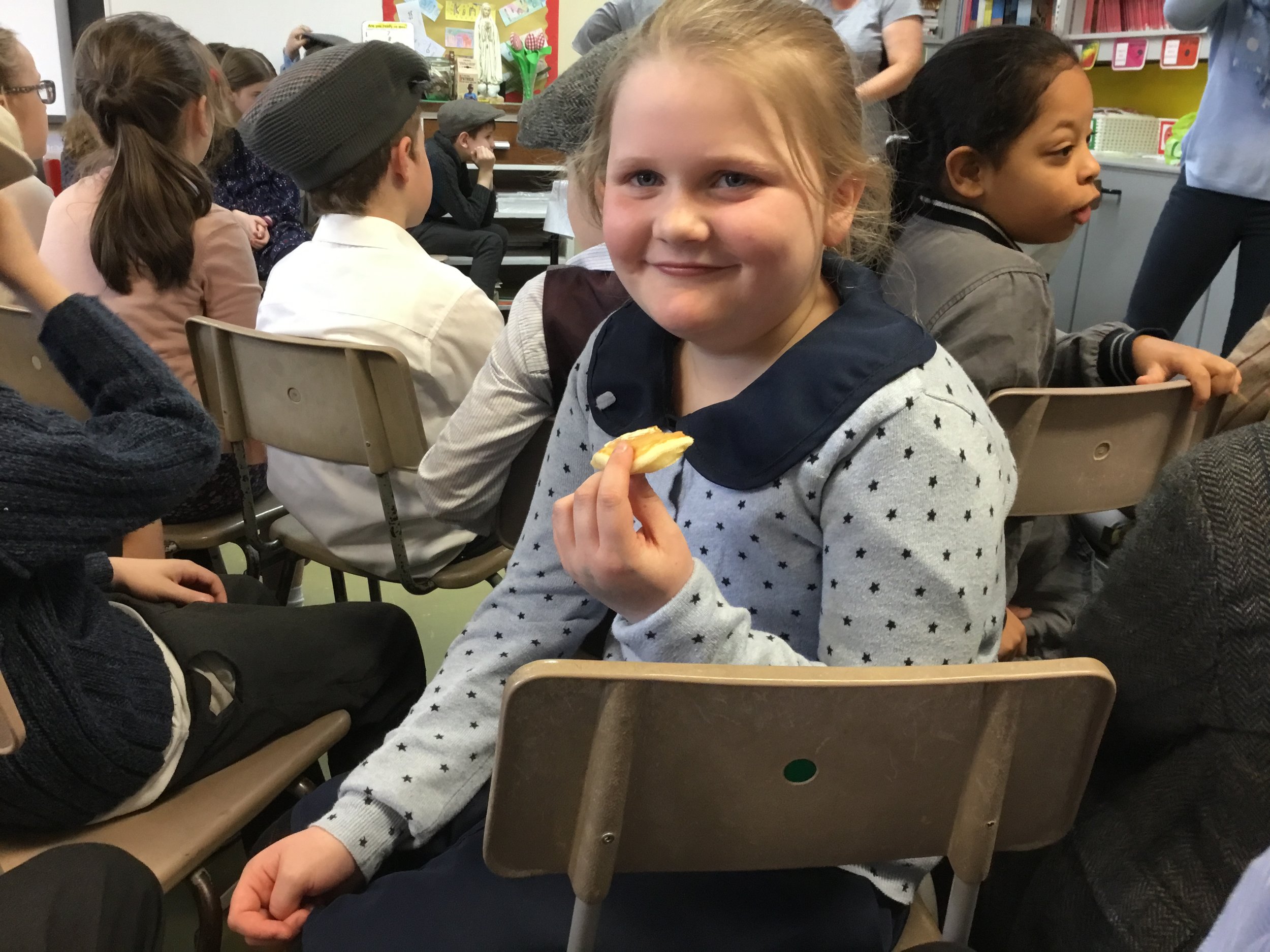 Demi sampling the soda bread