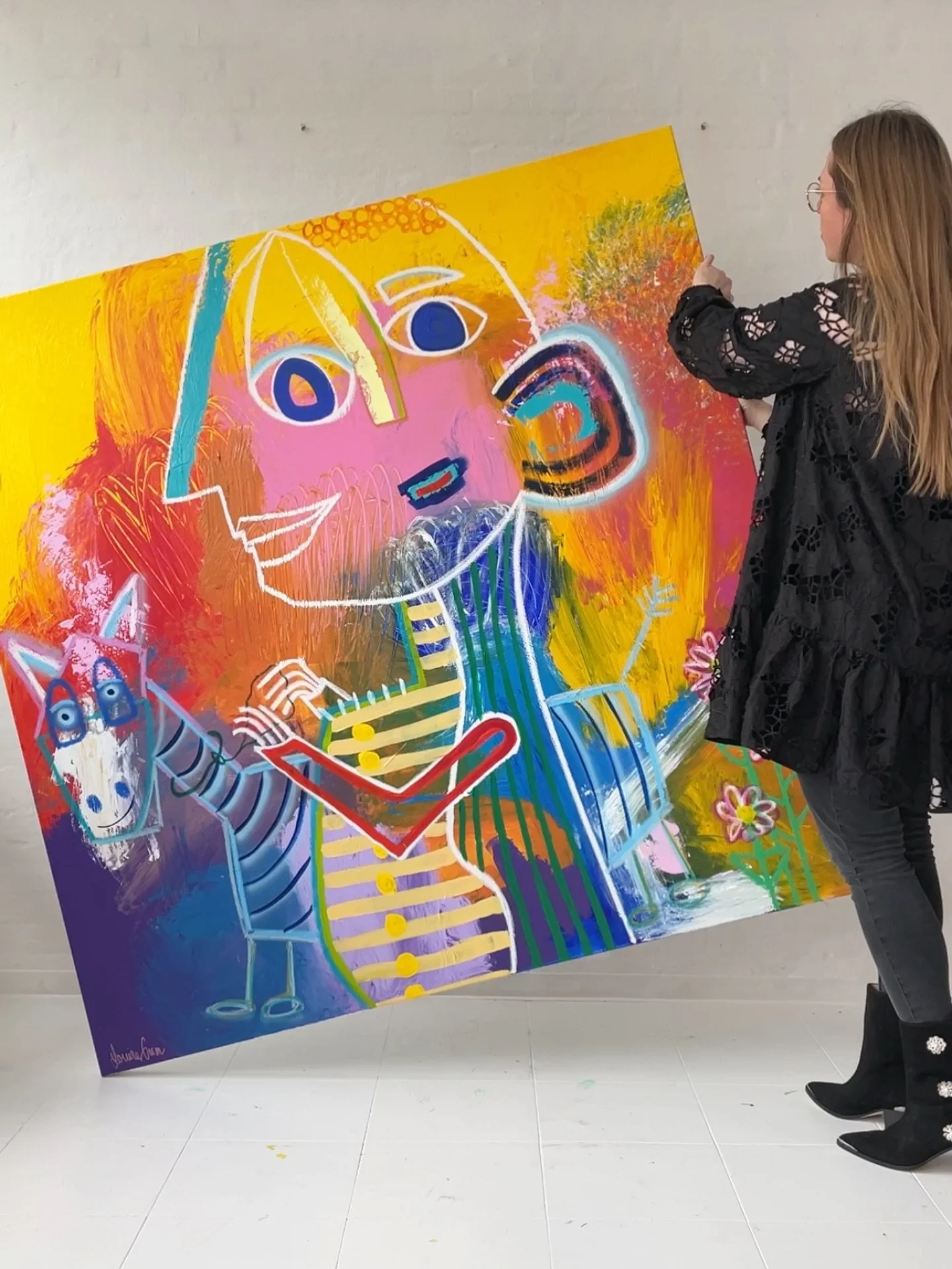 Large canvases, my favorite to create ✨🎨🤍🌈

&bull; Me Going Horseback Riding, 2022 &bull;