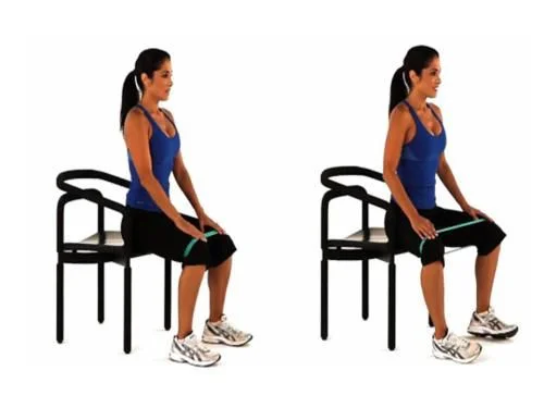 Here is the other exercise with the band. Bring knees out-to-the-side with the emphasize on that Right Knee. 10 Reps x3/day