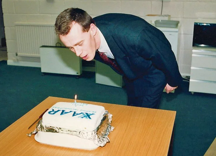 Mark Shepherd blows out the candle on Xaar’s 1st birthday