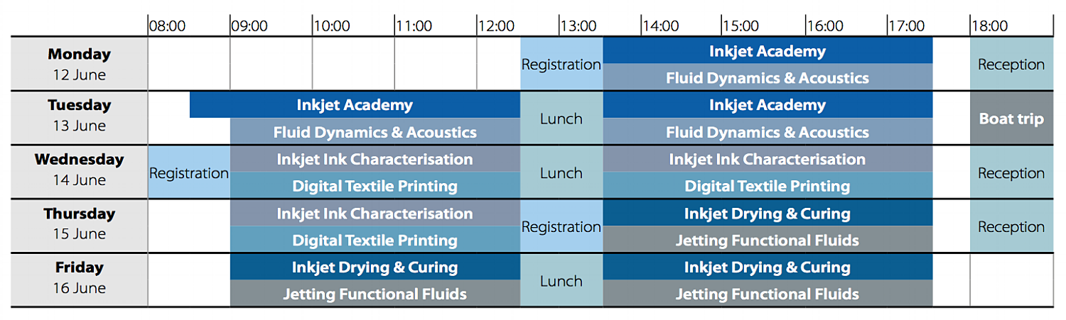 Inkjet Summer School 2017 timetable
