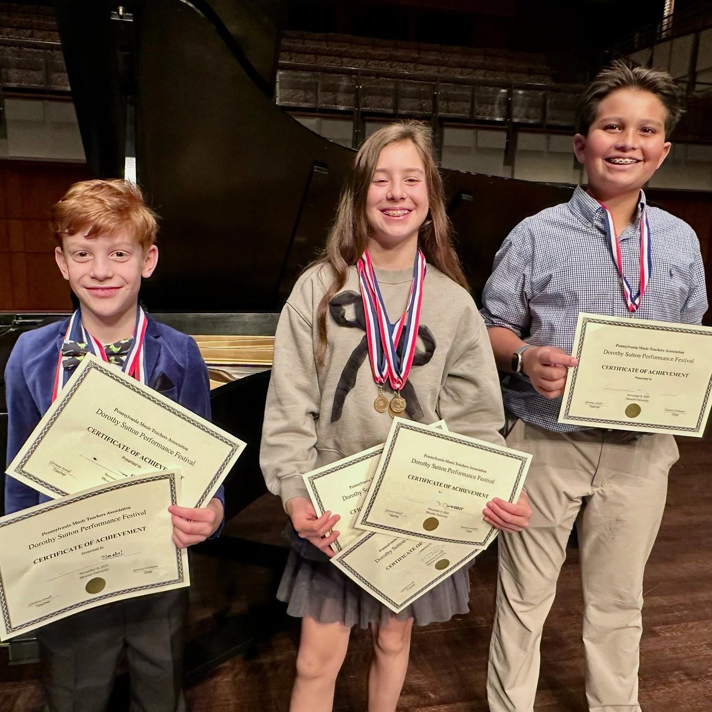 Our students who took part and qualified in the PA Music Teachers Association Dorothy Sutton Performance Festival local auditions, traveled to Messiah College on November 8th to play in Showcase Recitals. All of our students played a solo piano piece