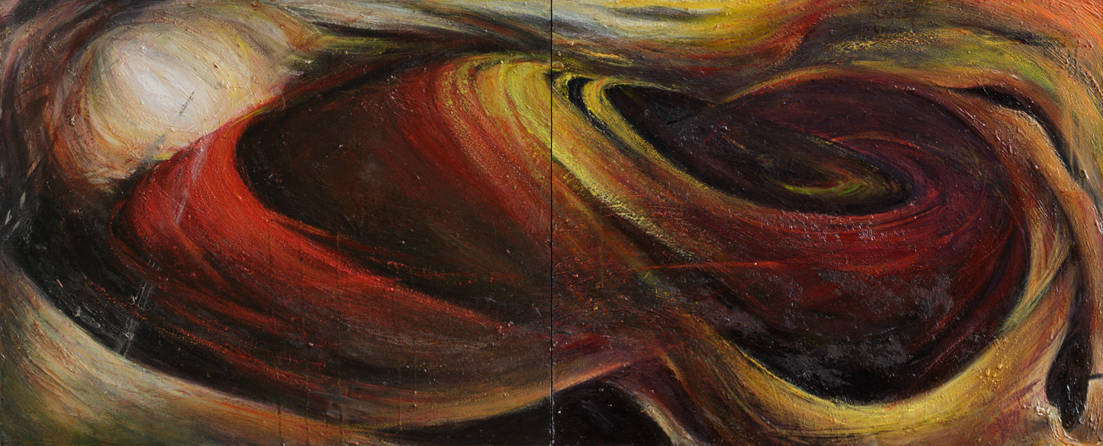 6. ABRAXAS (for Herman Hesse) 21%22 x 52%22 diptych, Oils & beach sand on wood 72dpi.jpg