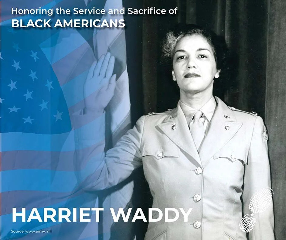 Day 6: Harriet Waddy

Harriet Waddy was one of the two highest-ranking Black officers in the women's Army Corps in World War II. Waddy was able to take an active role in changing the status of "Colored" women in the military. In fact, she b
