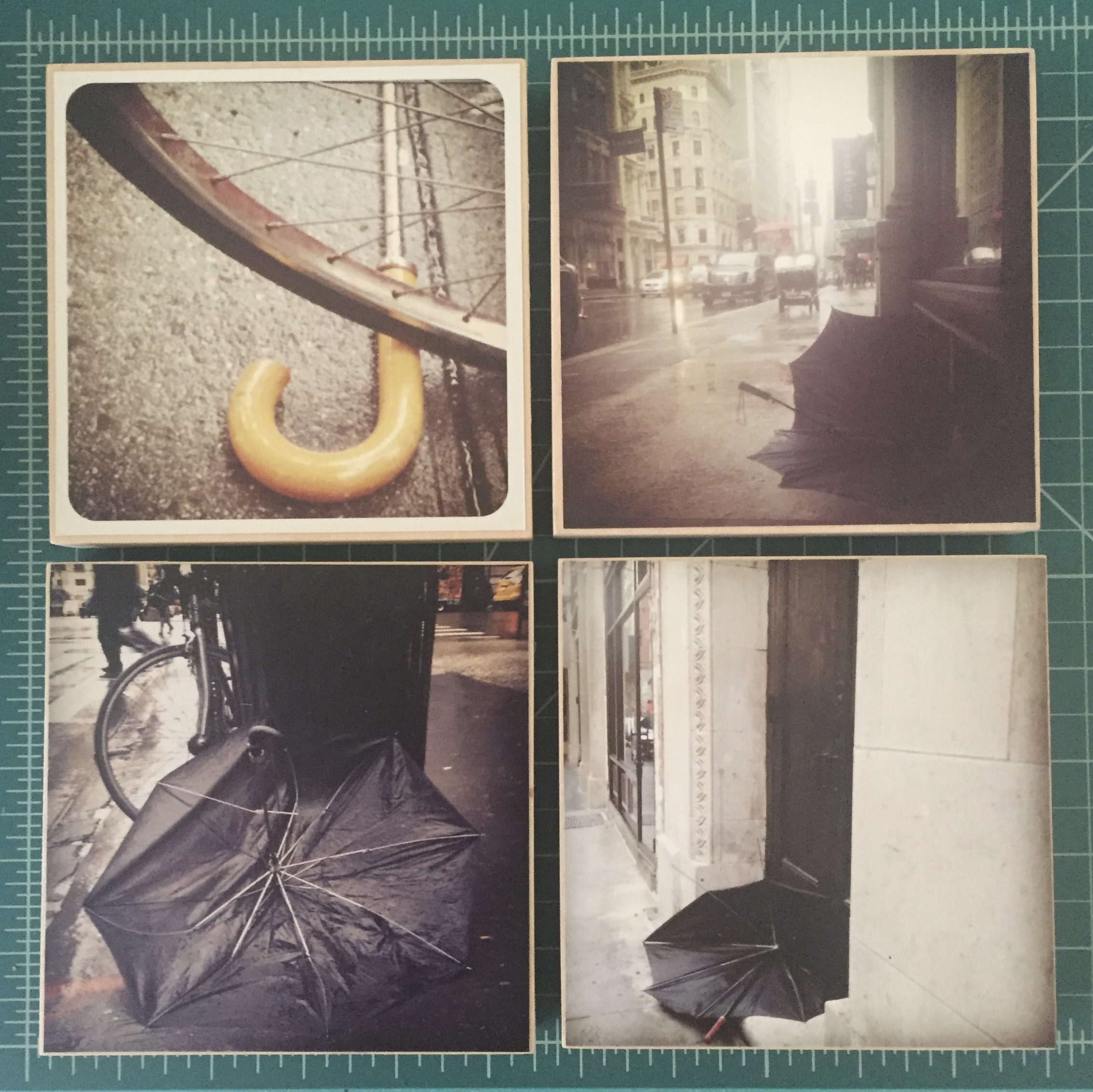 4 - 5 x 5" photos mounted on wood panel with 7/8" cradle. $350. 