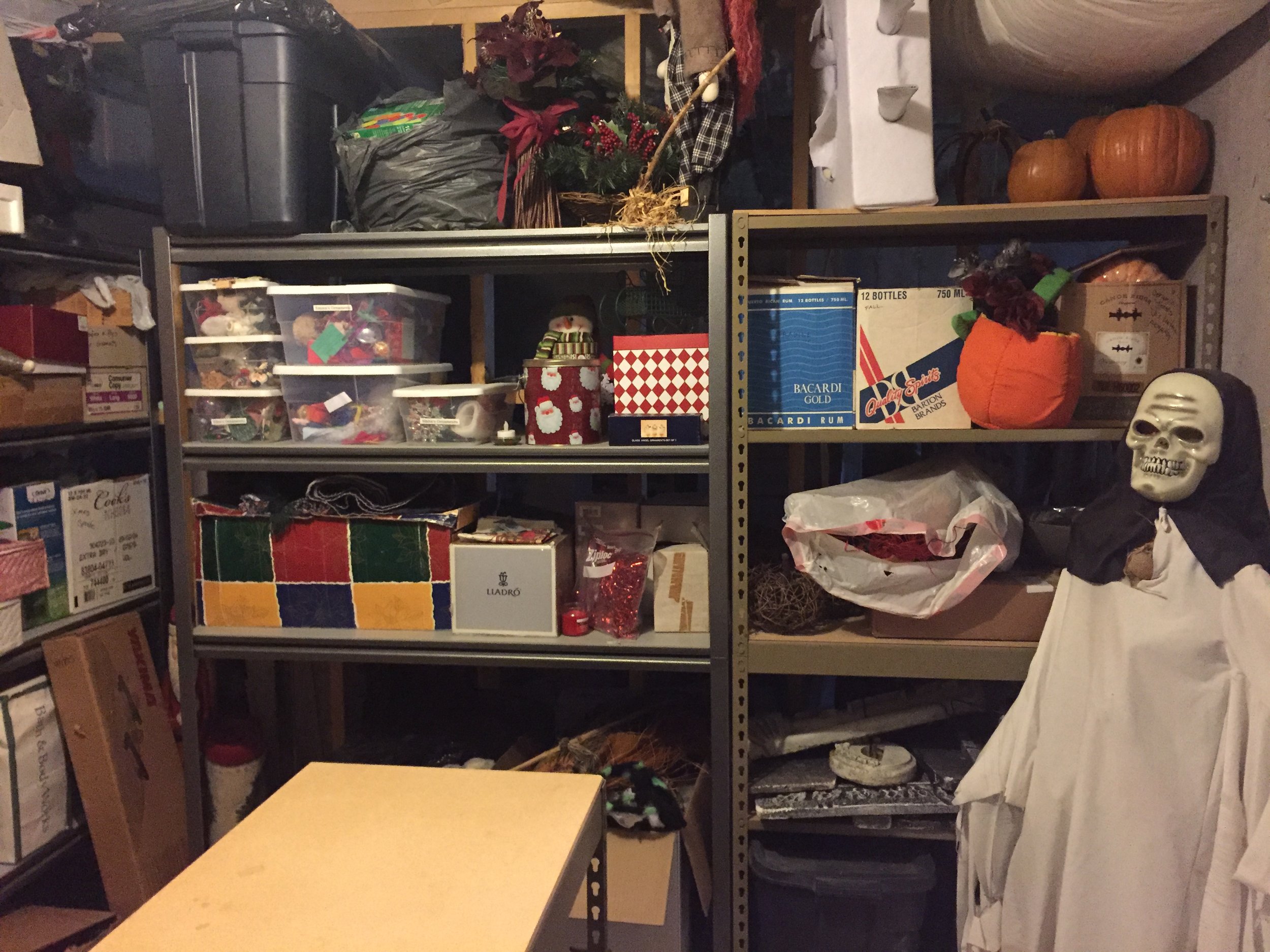 Holiday and seasonal decorations distinctly organized