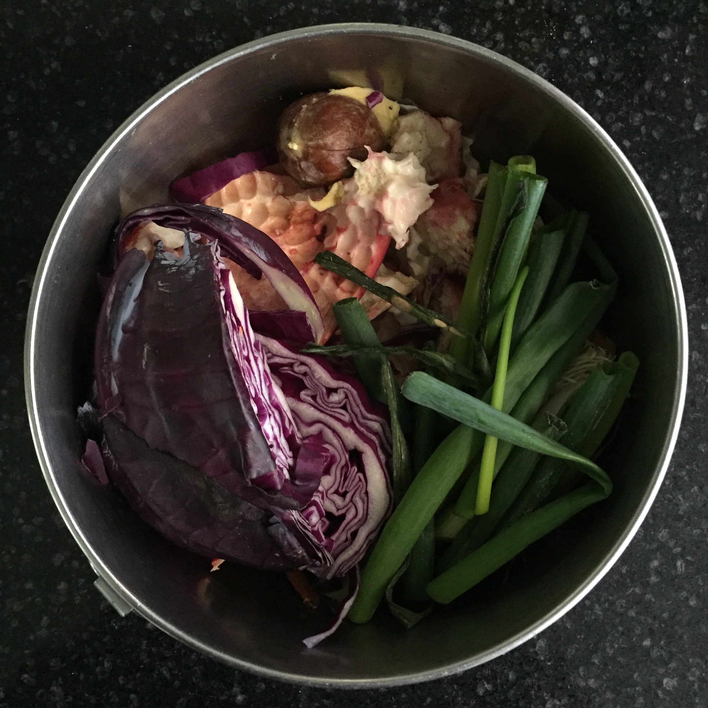 pomegranate cabbage and green onions