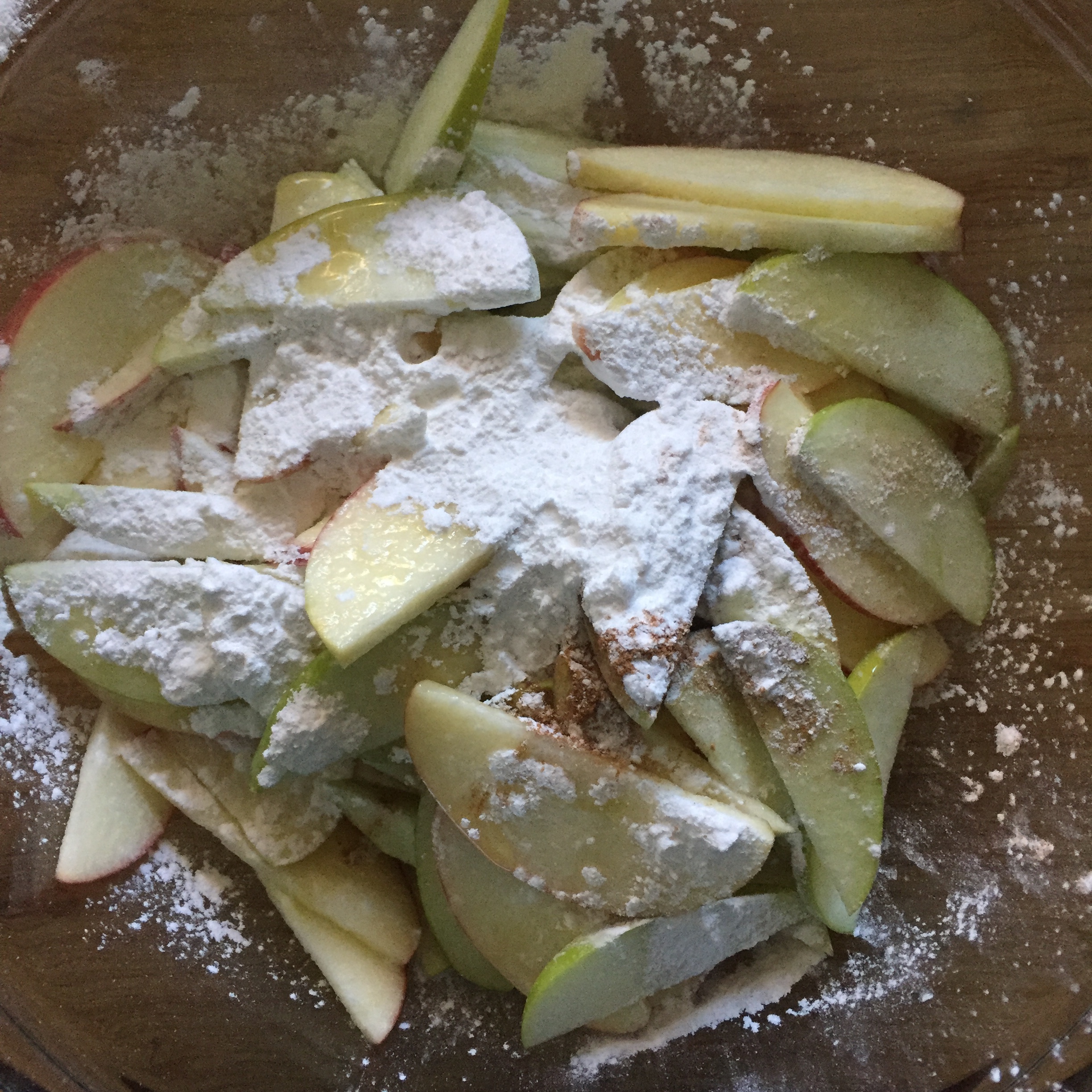 apples with arrowroot flour, salt, cinnamon, and maple syrup