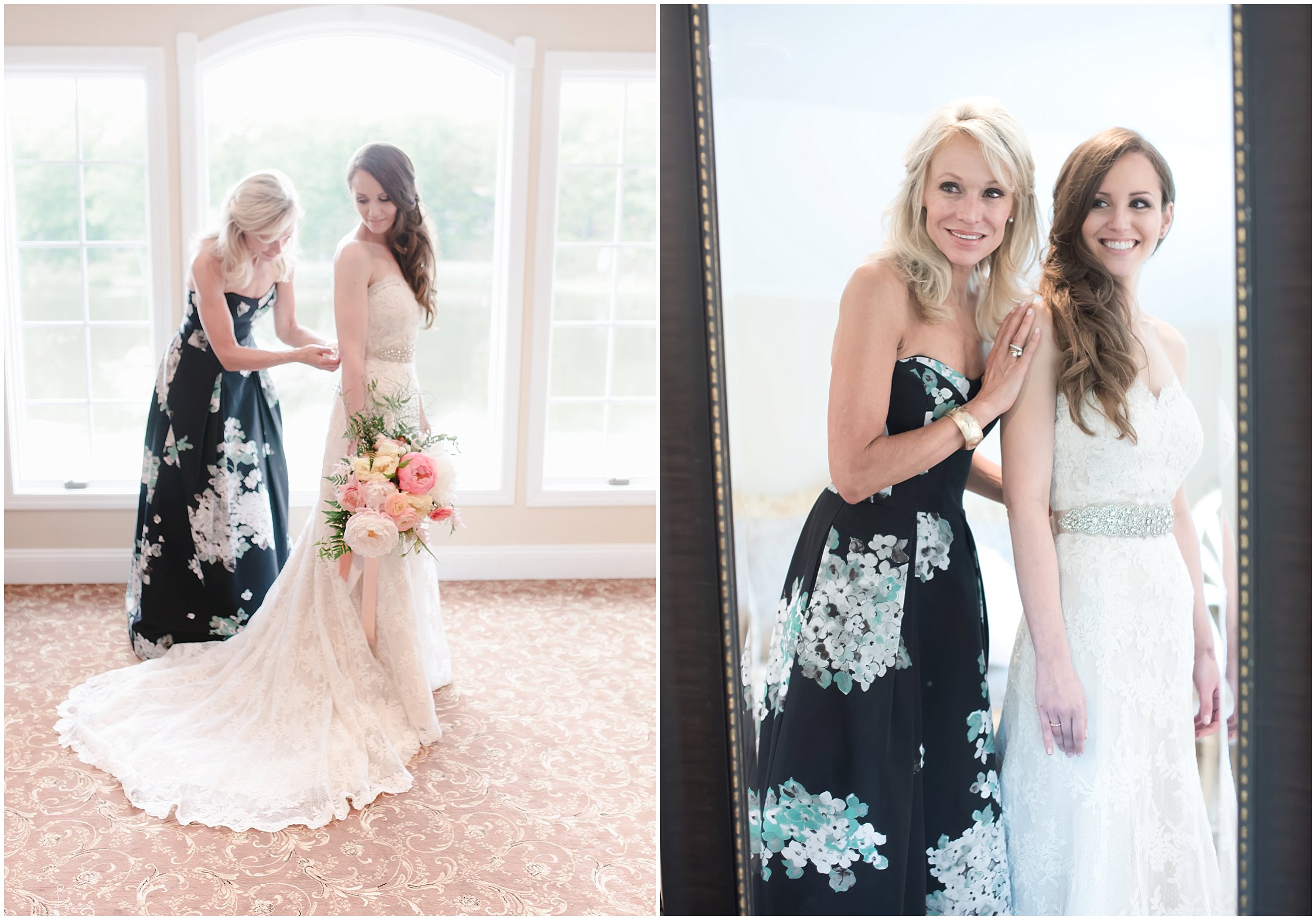 mother of the bride getting ready at Rock Island Lake Club wedding pictures