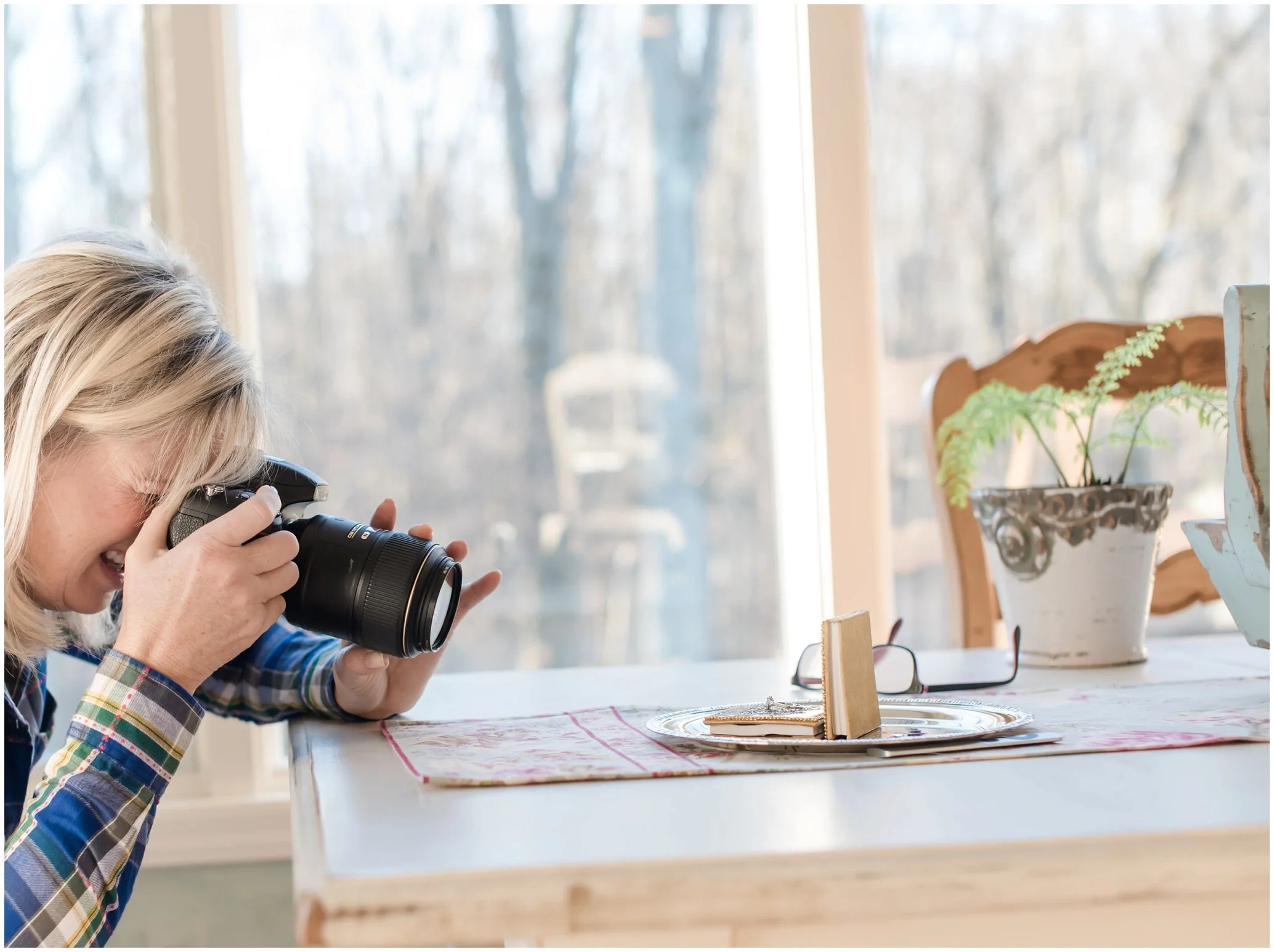 Here I am using some beautiful natural light and setting up the ring shot, using my Nikon 105mm 2.8 macro lens. 
