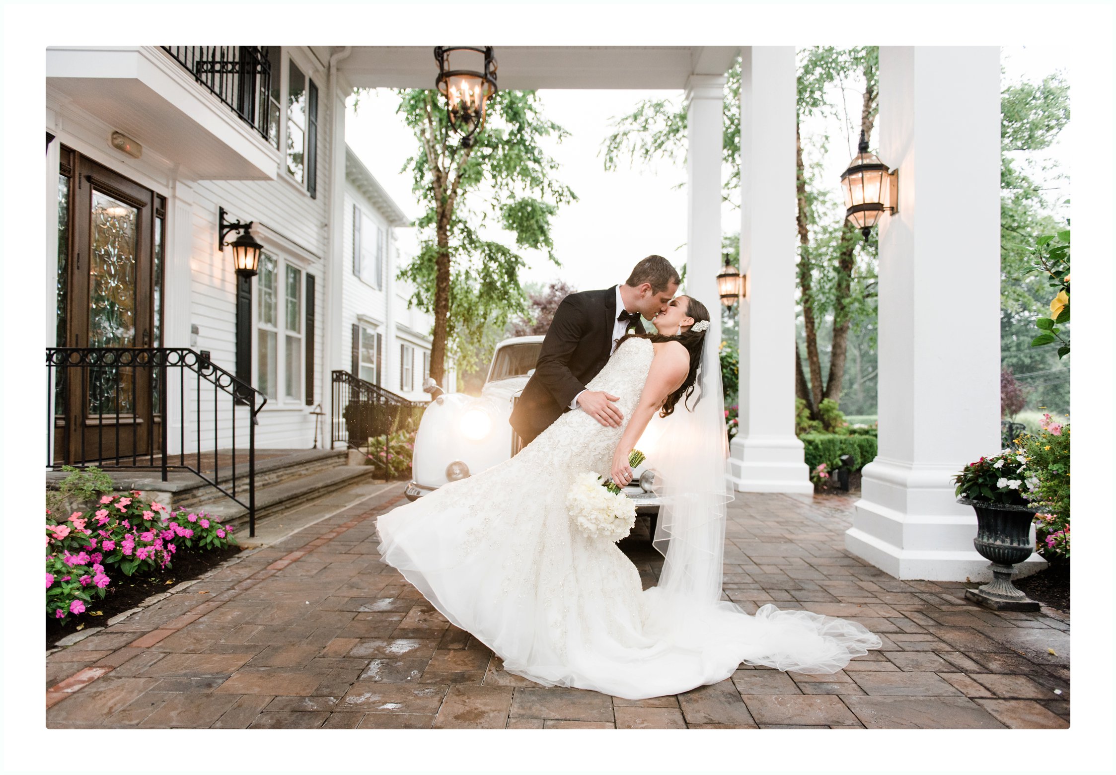 bride and groom romantic portraits at the Park Savoy in Florham Park new jersey