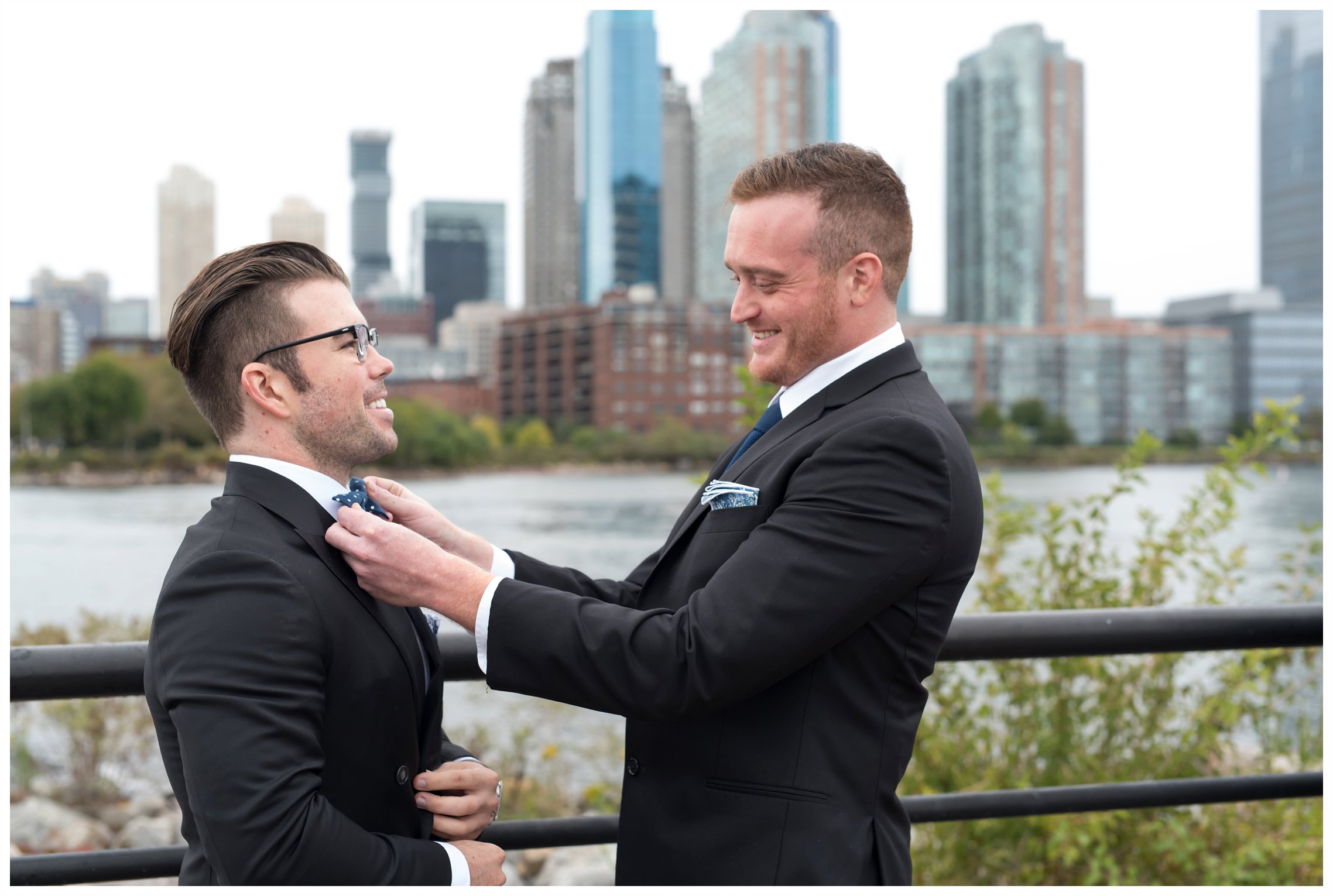 groom and best man for a wedding at the Liberty house restaurant in jersey city, new jersey