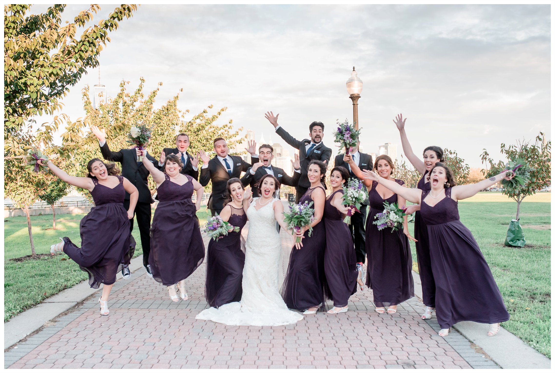 bridal party fun photos at the liberty house restaurant in jersey city new jersey