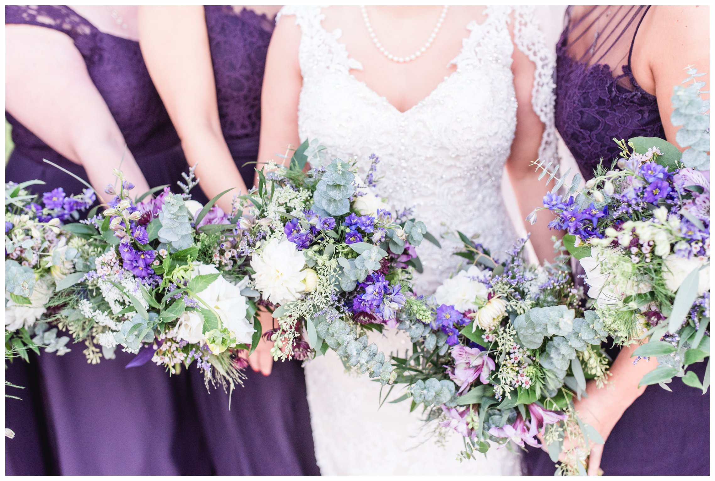 Bride and bridesmaids and bouquets at Liberty house wedding