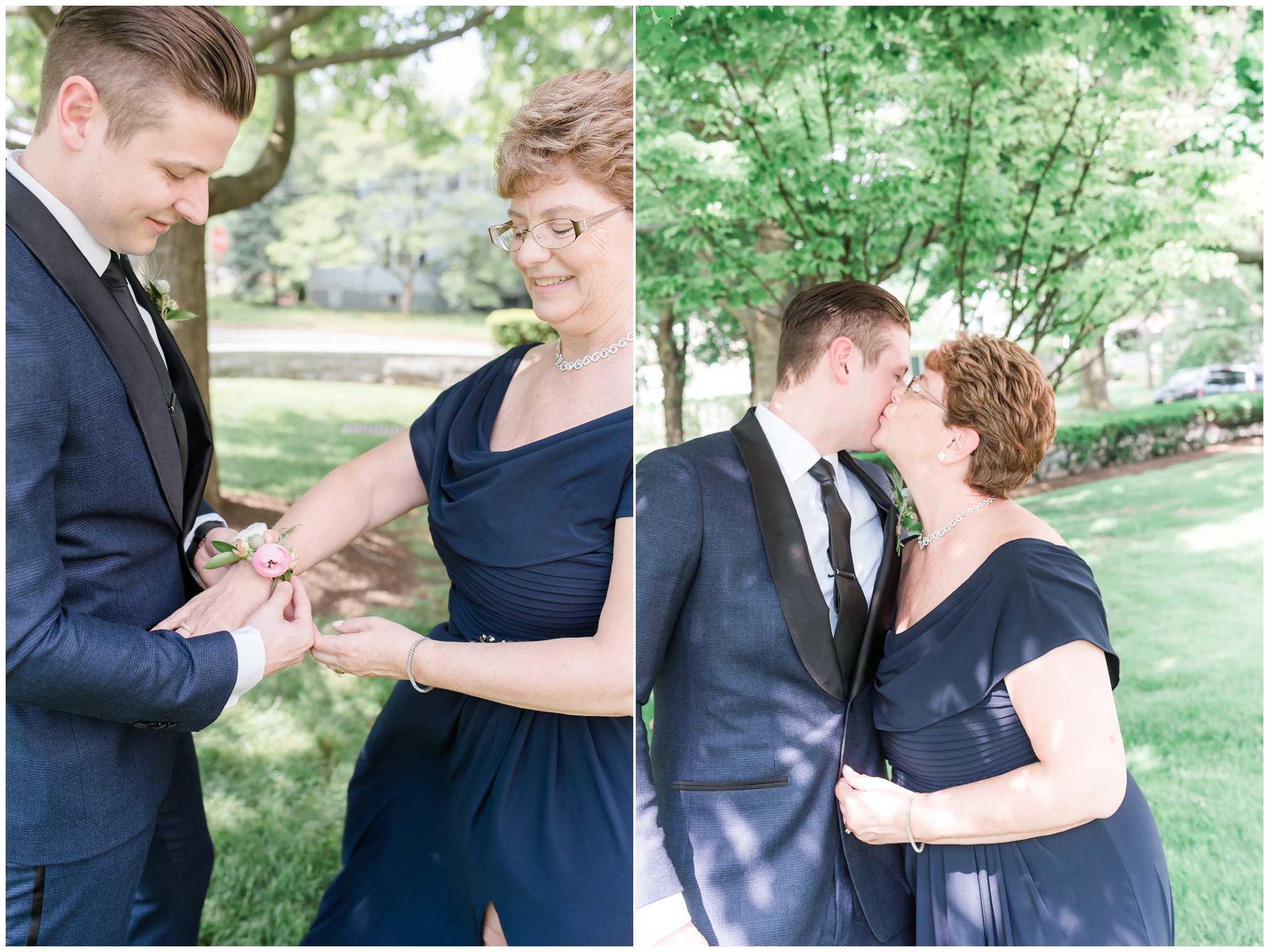 groom and mom on wedding day