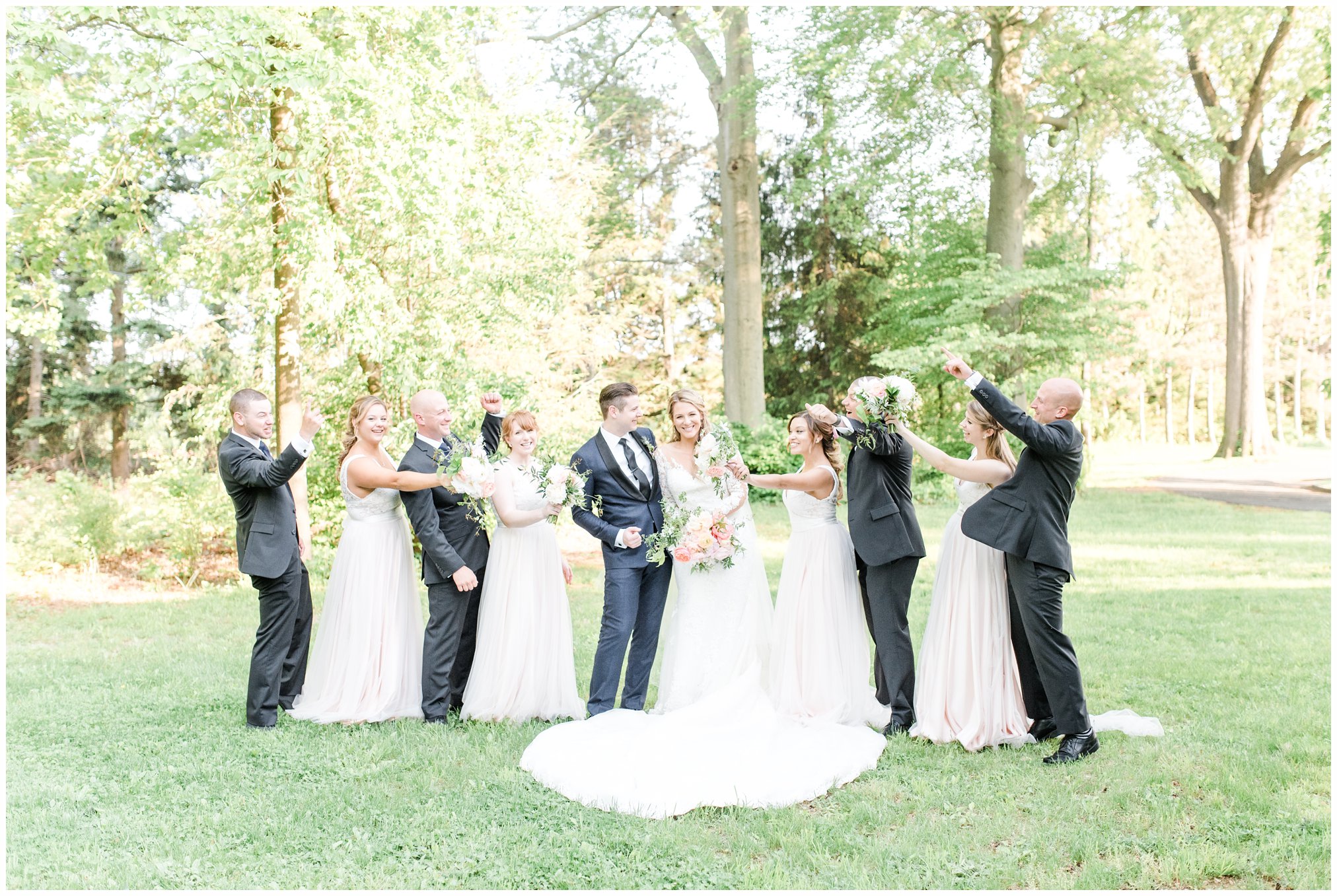 bridal party portraits at the ryland inn, whitehouse station, nj