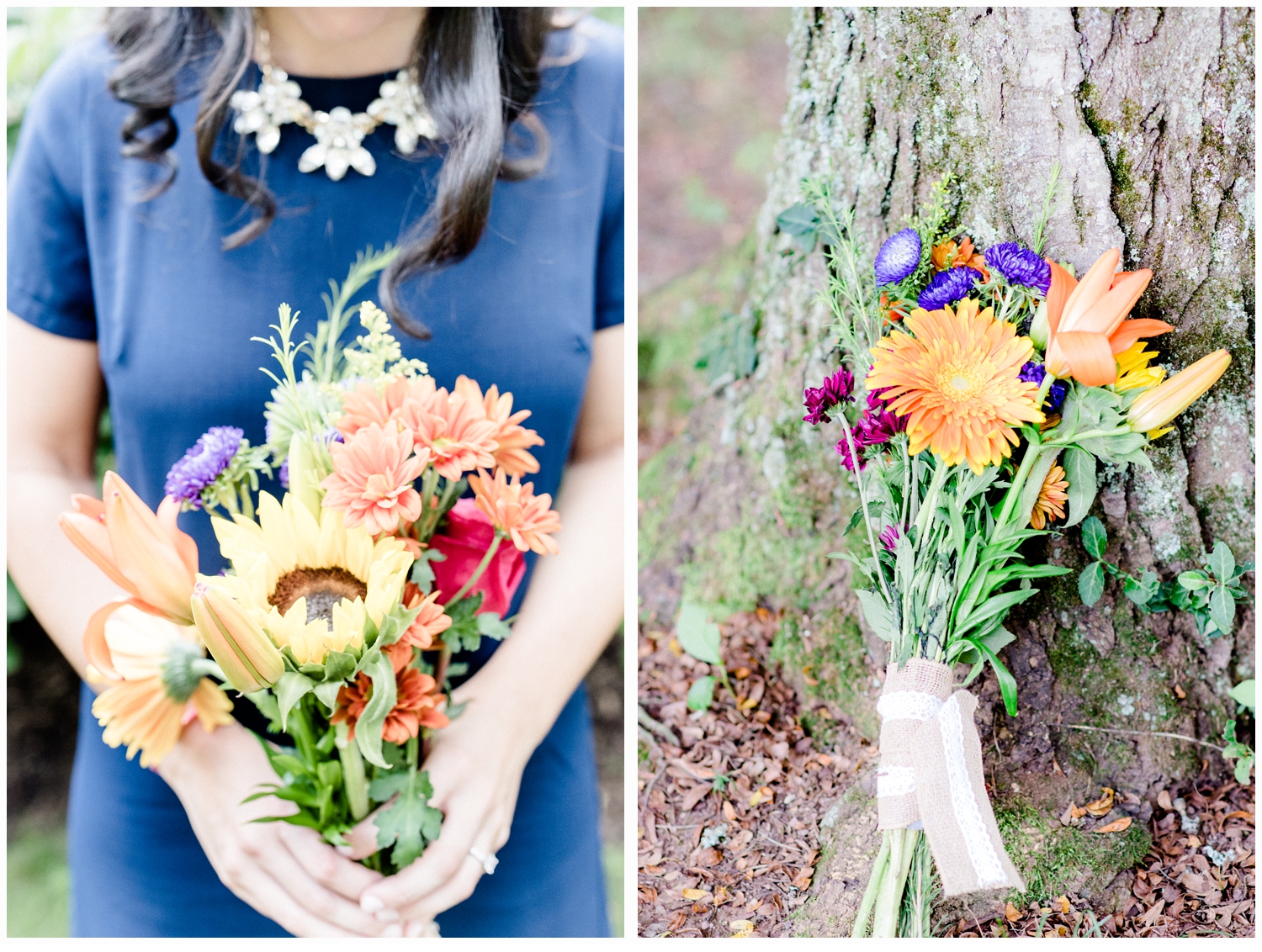 pretty bouquets for engagement session