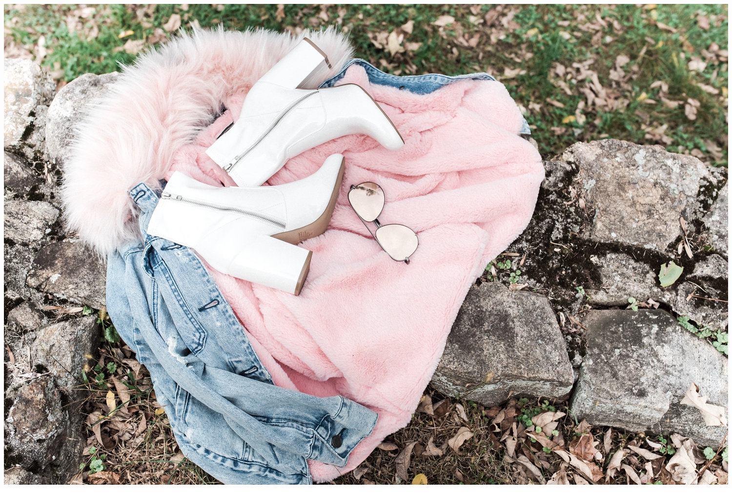 jean jacket with pink faux fur