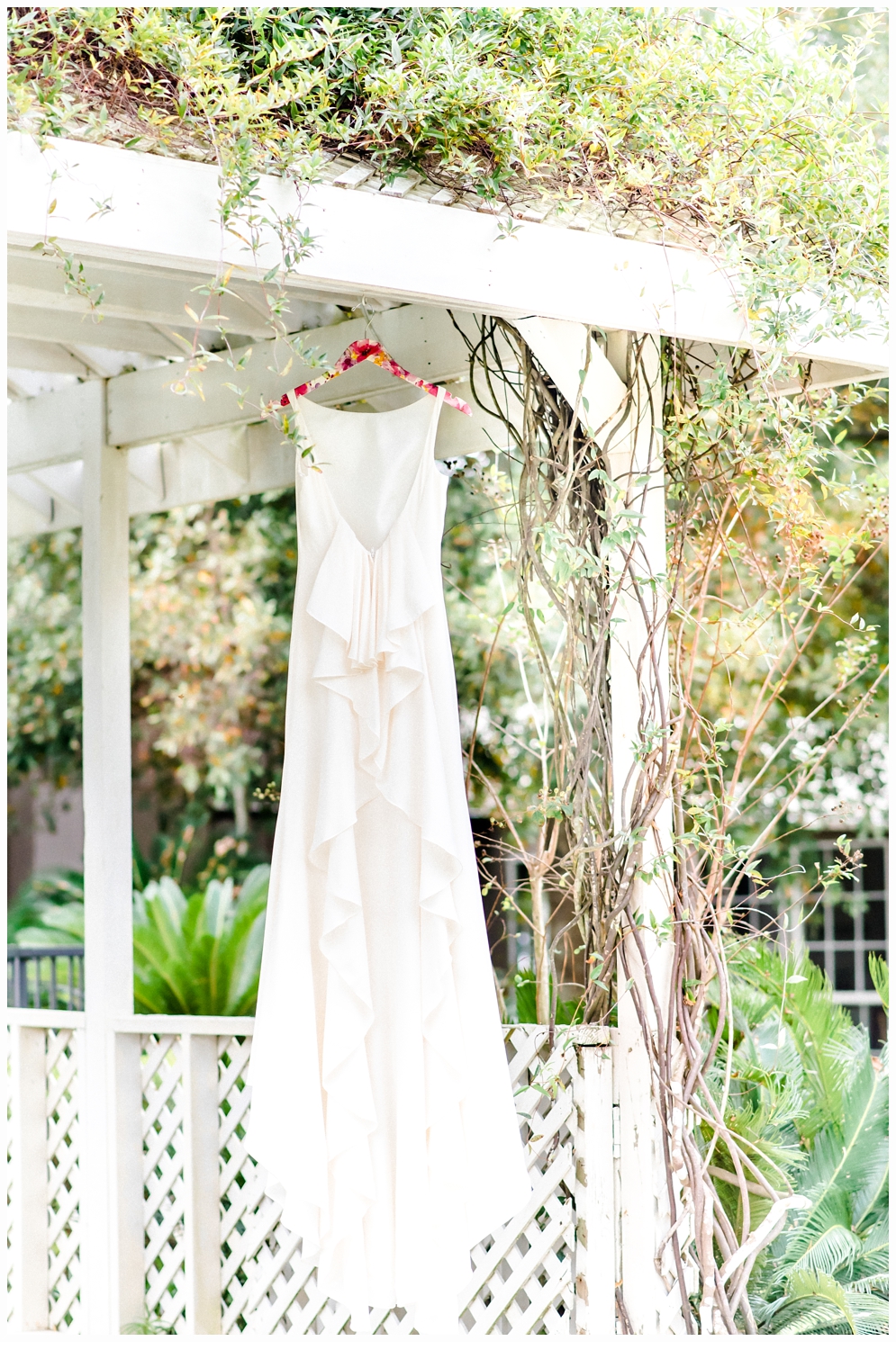 wedding dress in gazebo