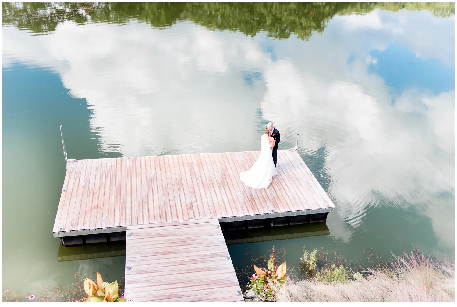 couple on deck at wedding