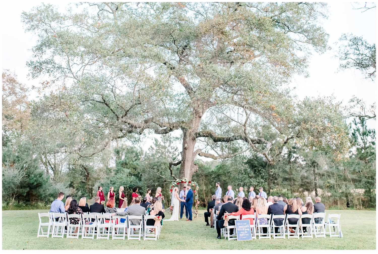 wedding ceremony under a big tree