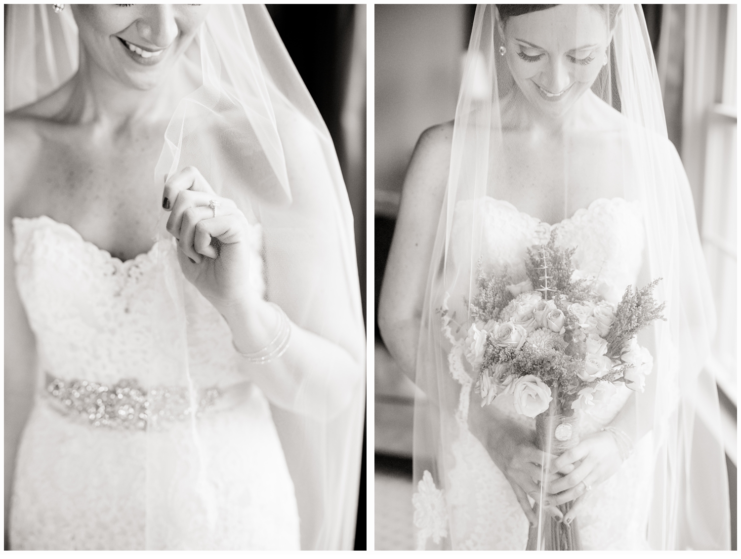 bride with bouquet in bridal suite