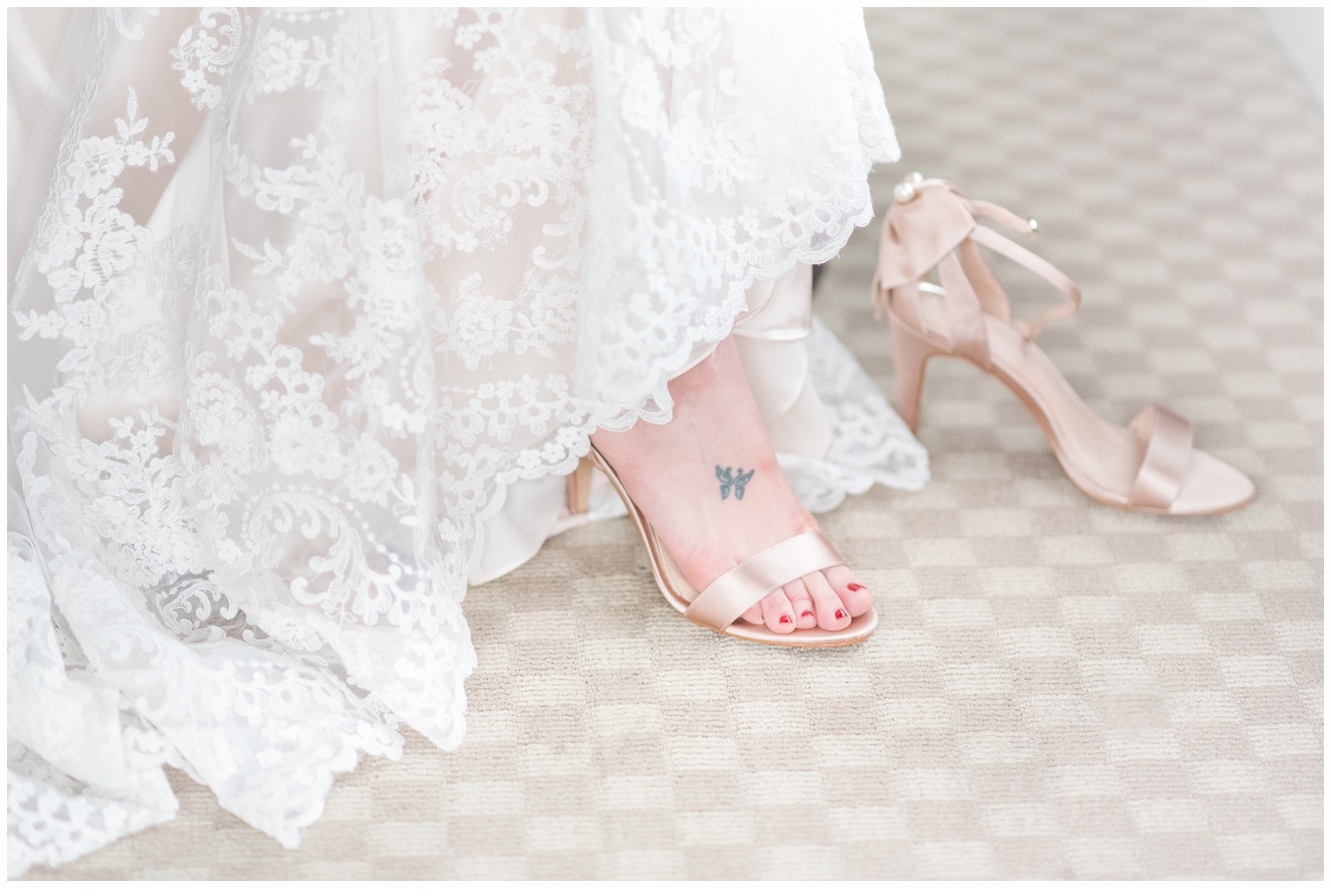 bridal gown and shoes