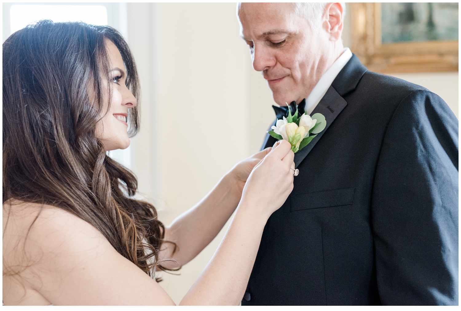bride and dad first look on wedding day