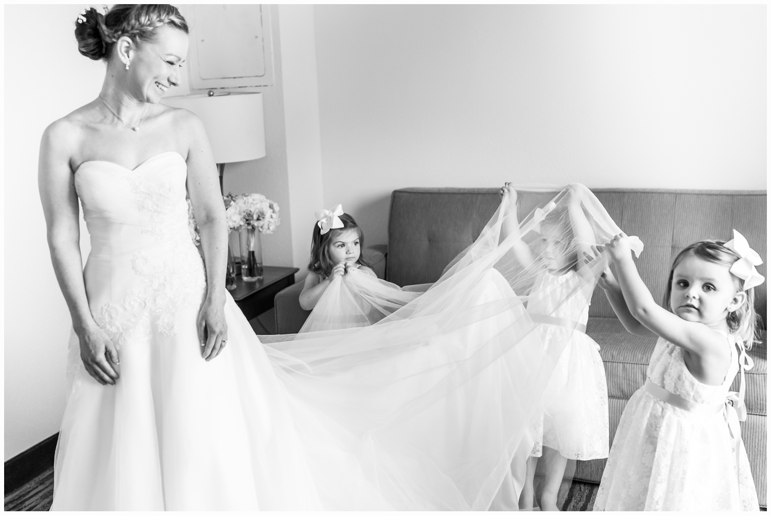bride and flower girls