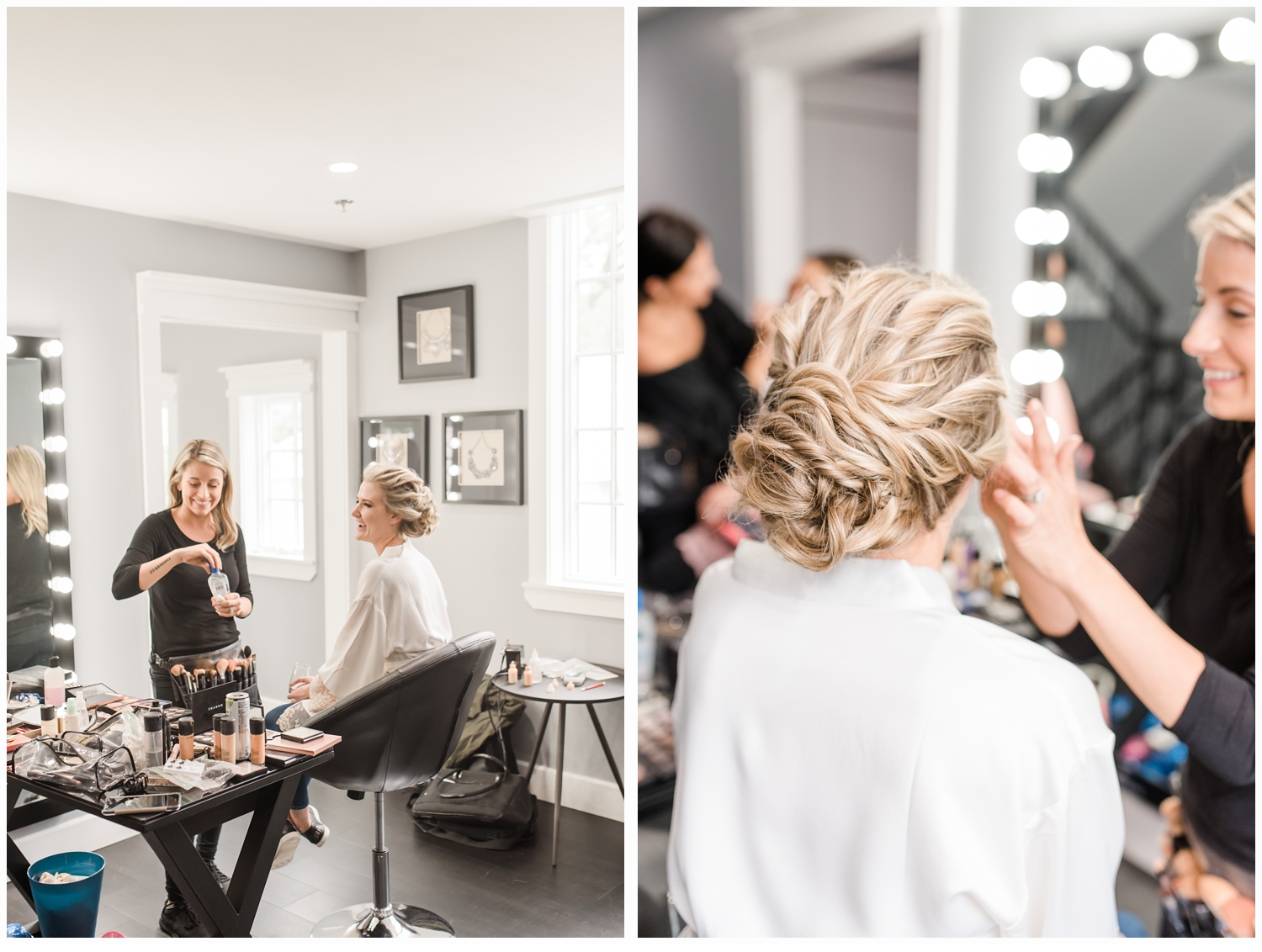 bride having makeup applied