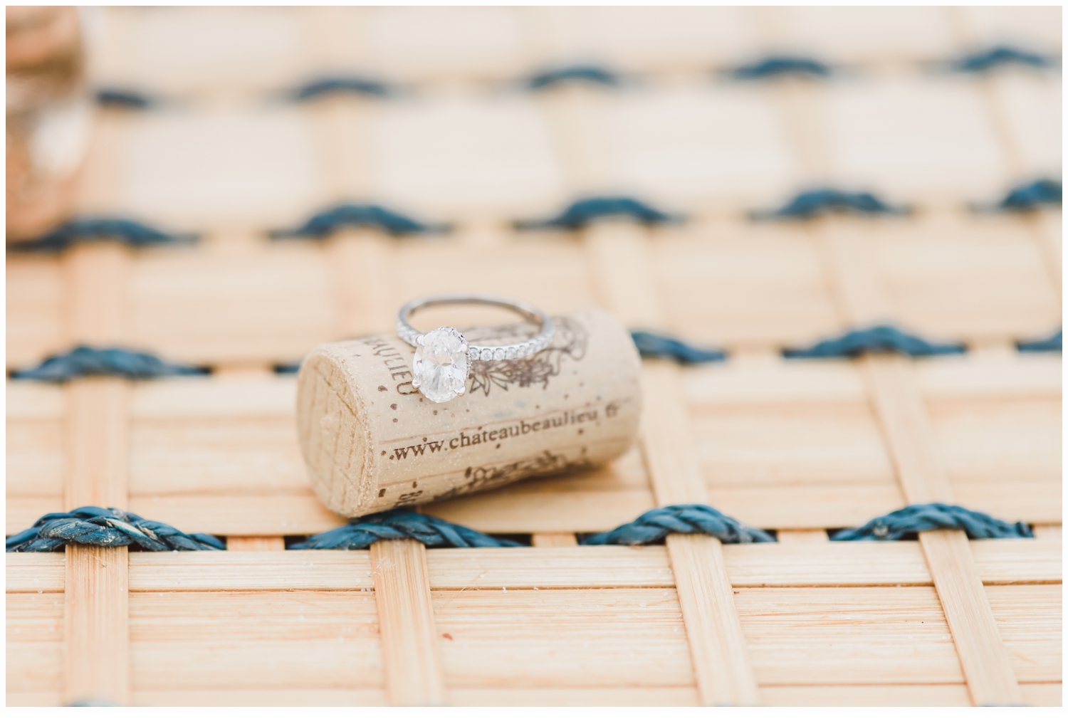 engagement ring on cork
