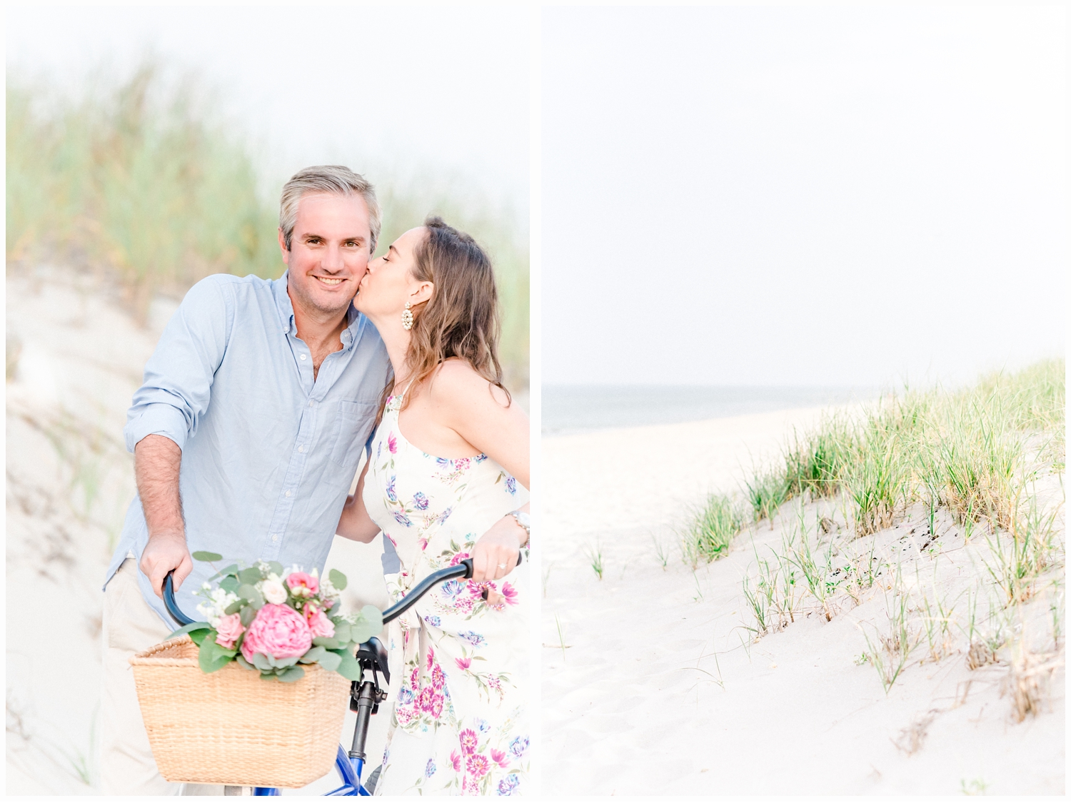 woman kissing man on bicycle