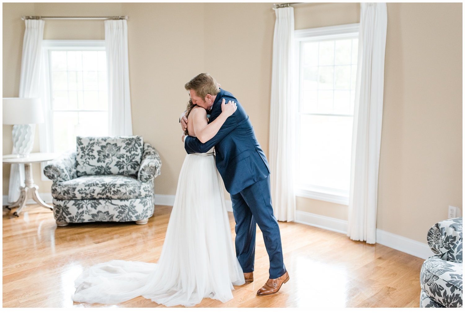 father and daughter first look on wedding day