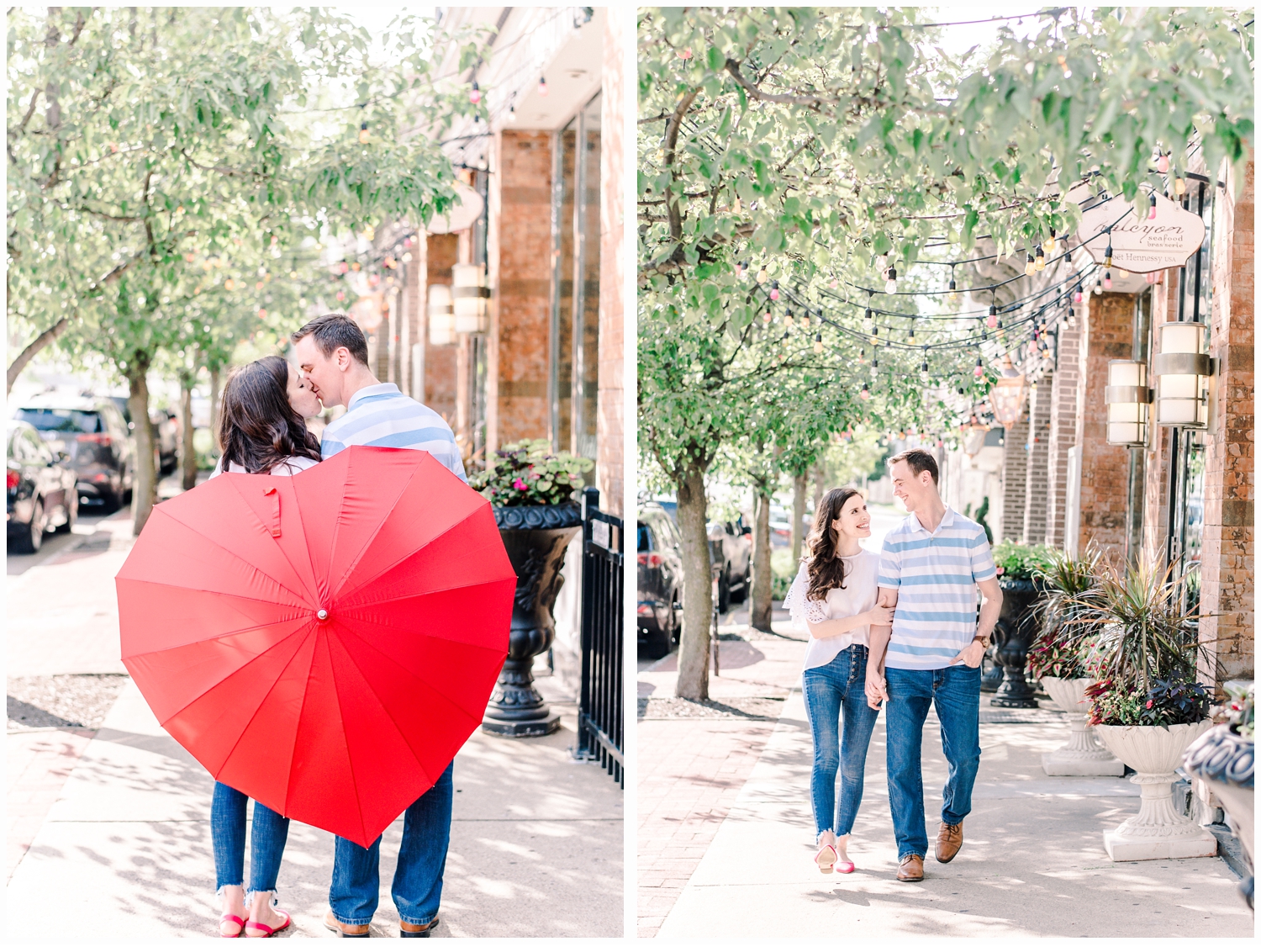 couple kissing behind a heart umbrella