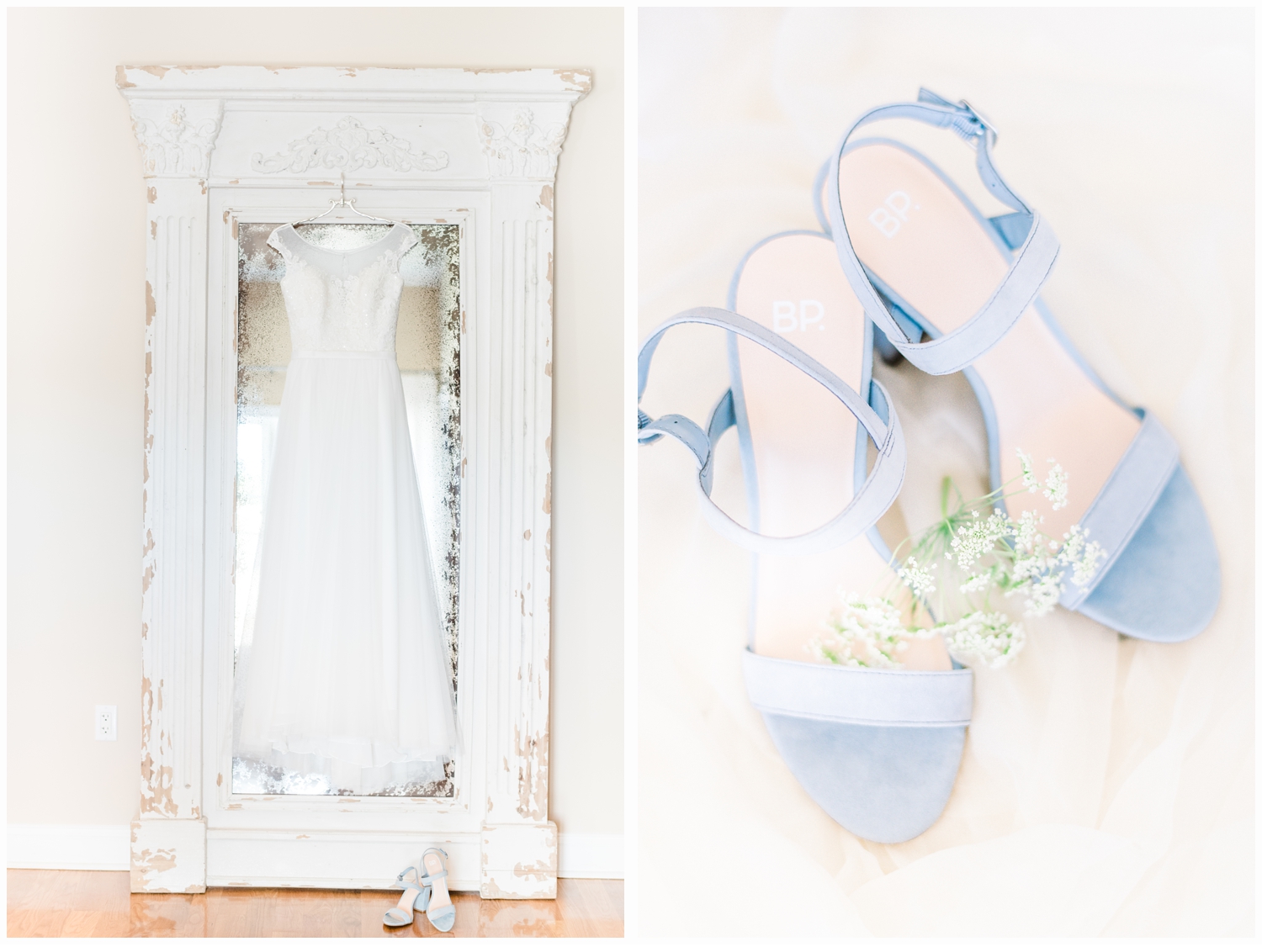 bridal gown and shoe details