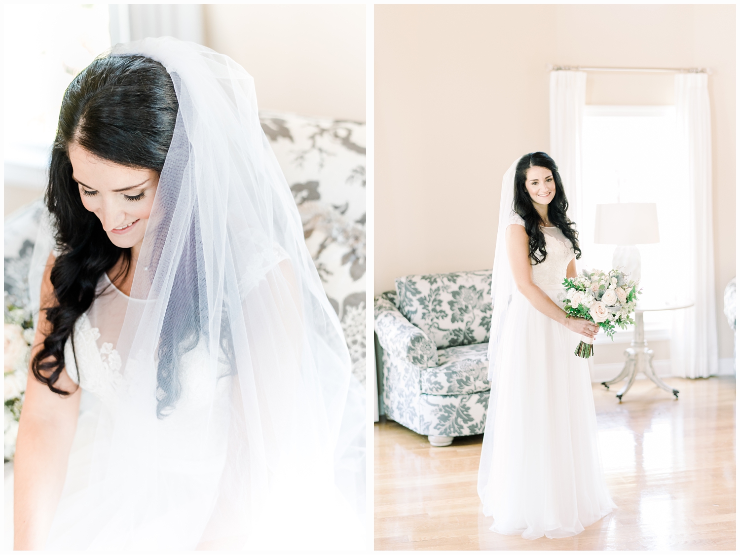 bridal portraits in bridal suite