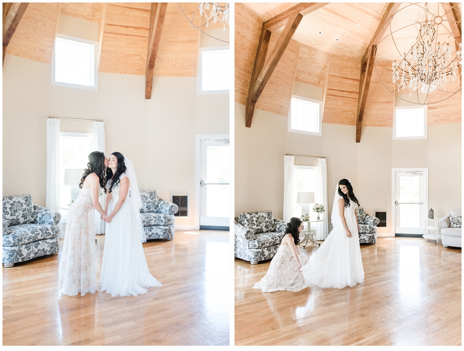 bride and sister in bridal suite