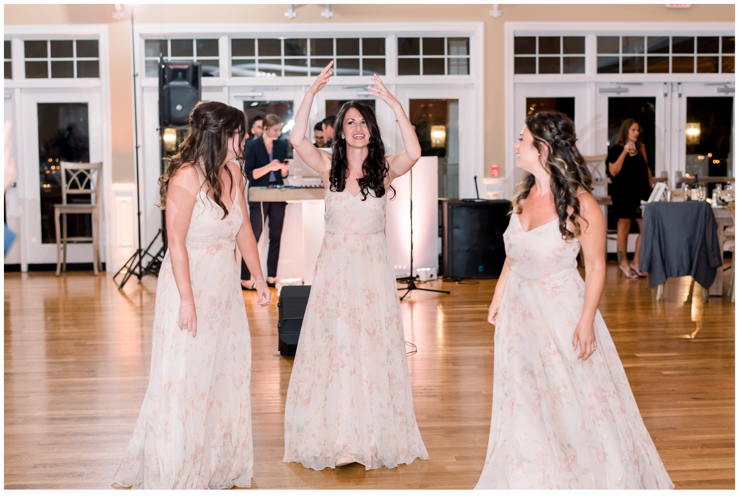 bridesmaids dancing at reception