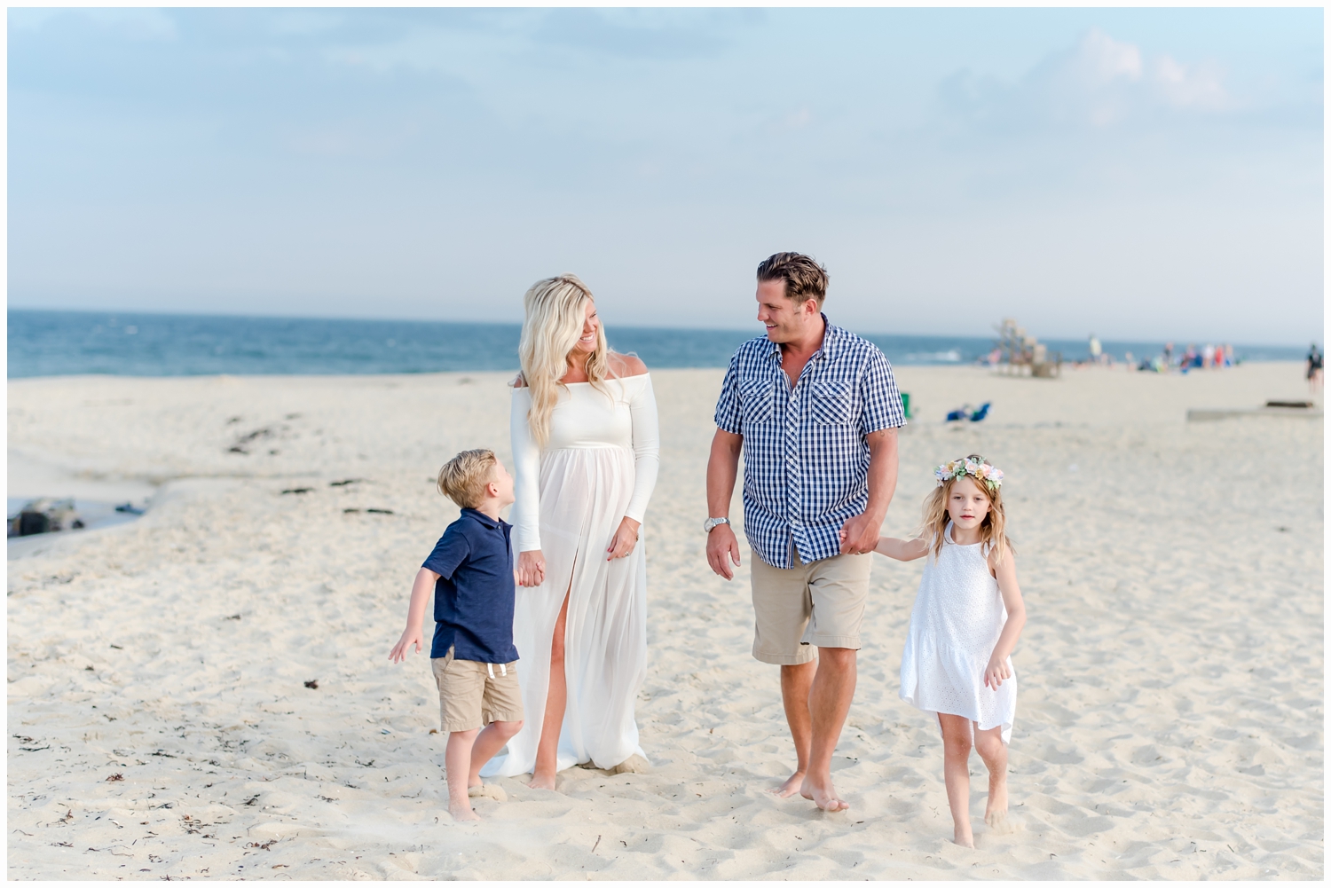 family walking on beach