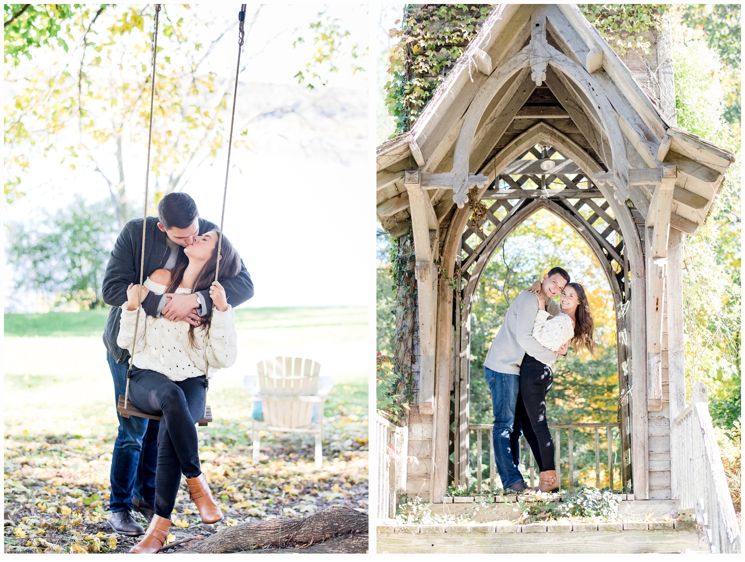 couple on swing engagement session