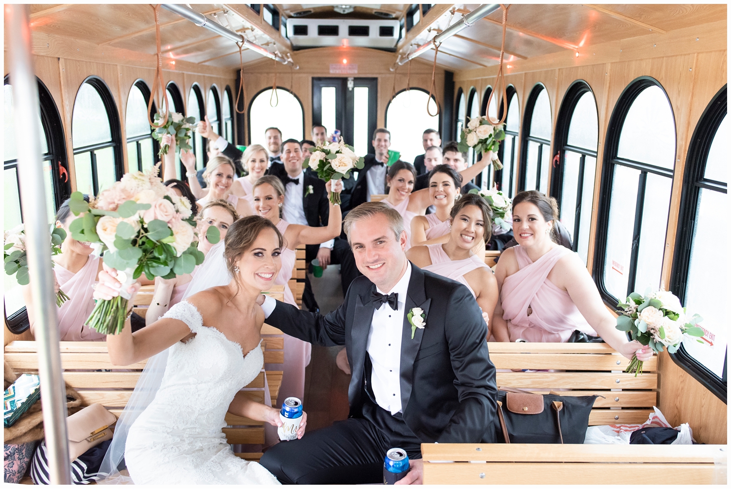 bridal party on trolley in spring lake nj