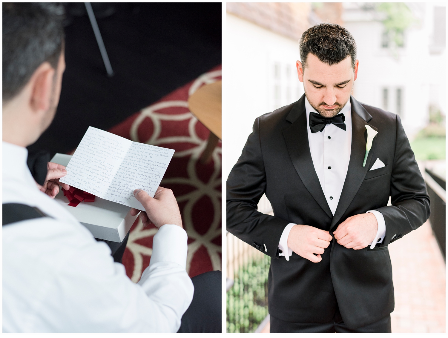 groom reading letter from his bride