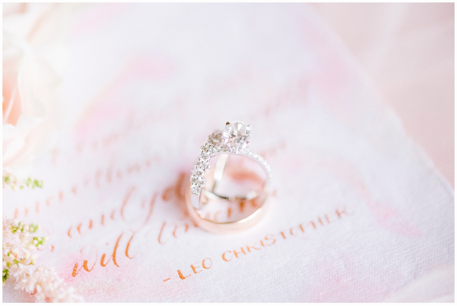 wedding rings on invitation