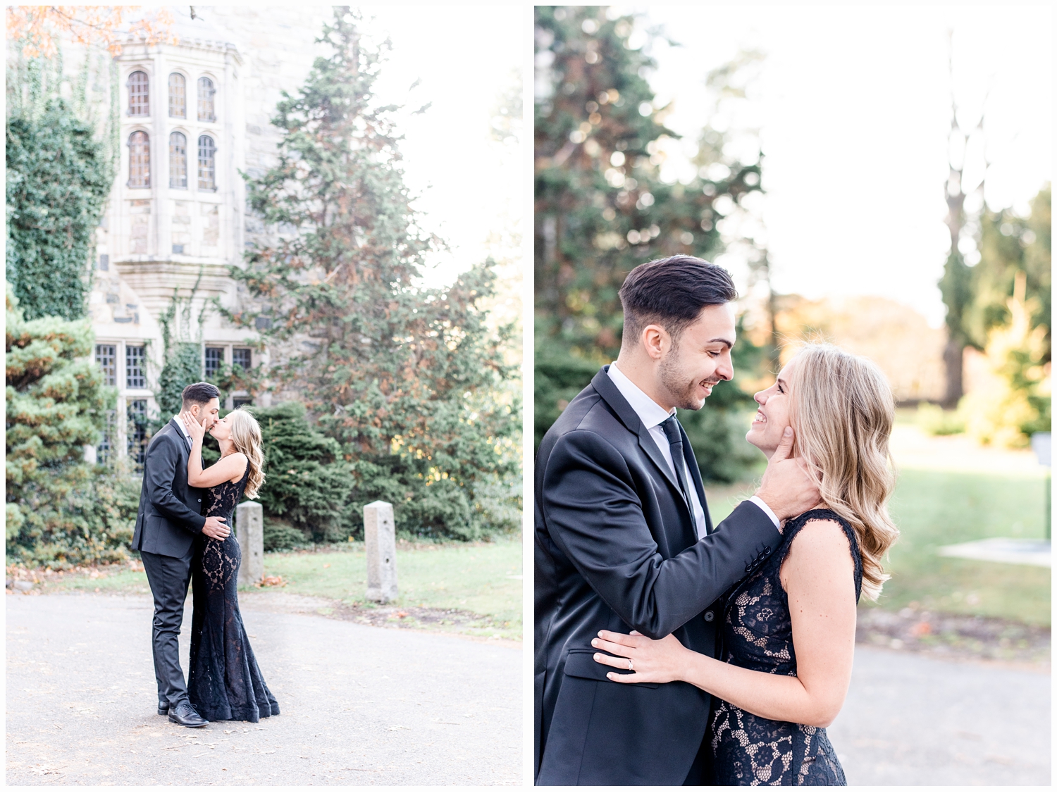 couple kissing at skylands manor