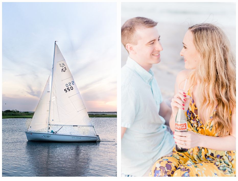 beautiful sailboat at sunset in lavallette new jersey bay