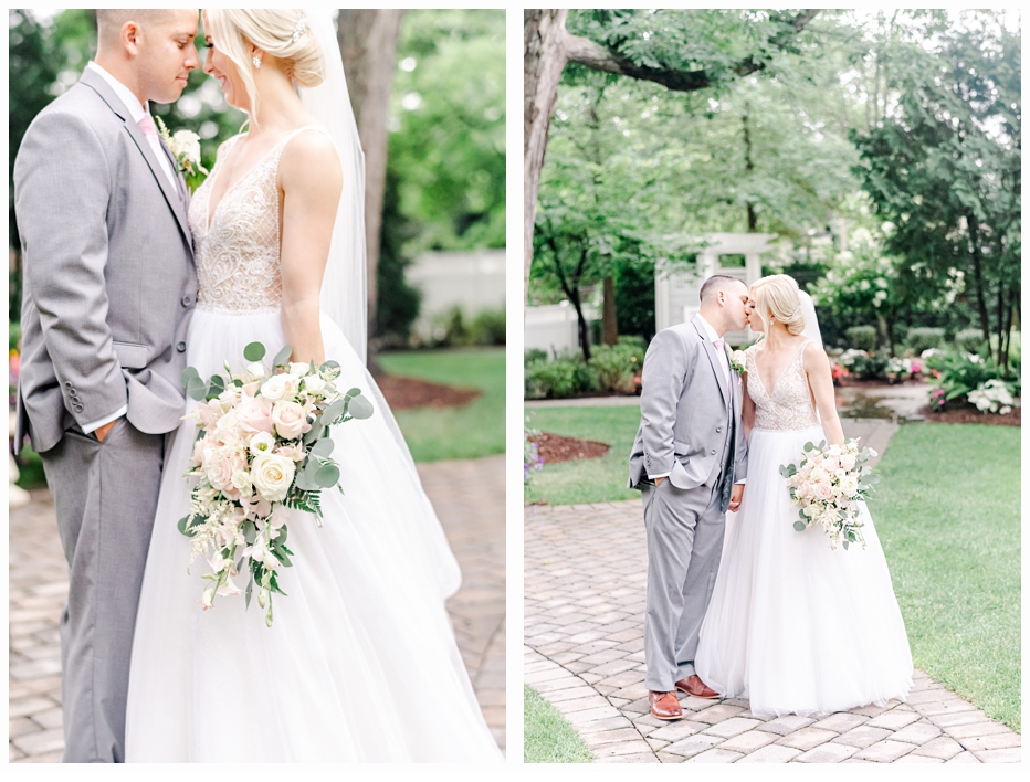 bride and groom portraits in garden